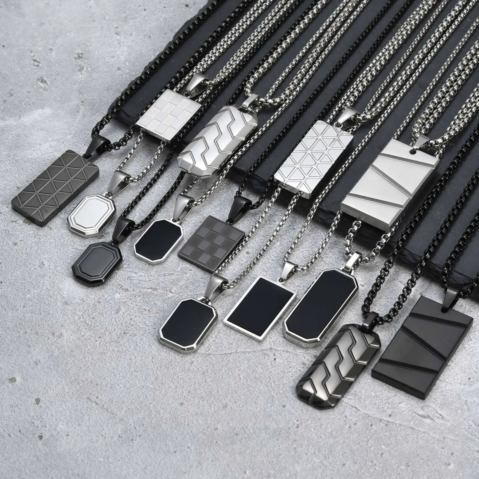 Stainless Steel Tag Necklace for Men