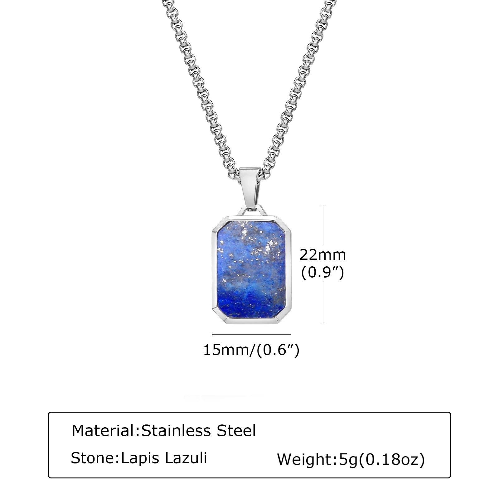 Men’s Hip Hop Stainless Steel Pendant Necklace with Natural Stone