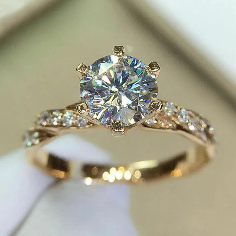 Luxury Gold Cubic Zirconia Engagement Ring