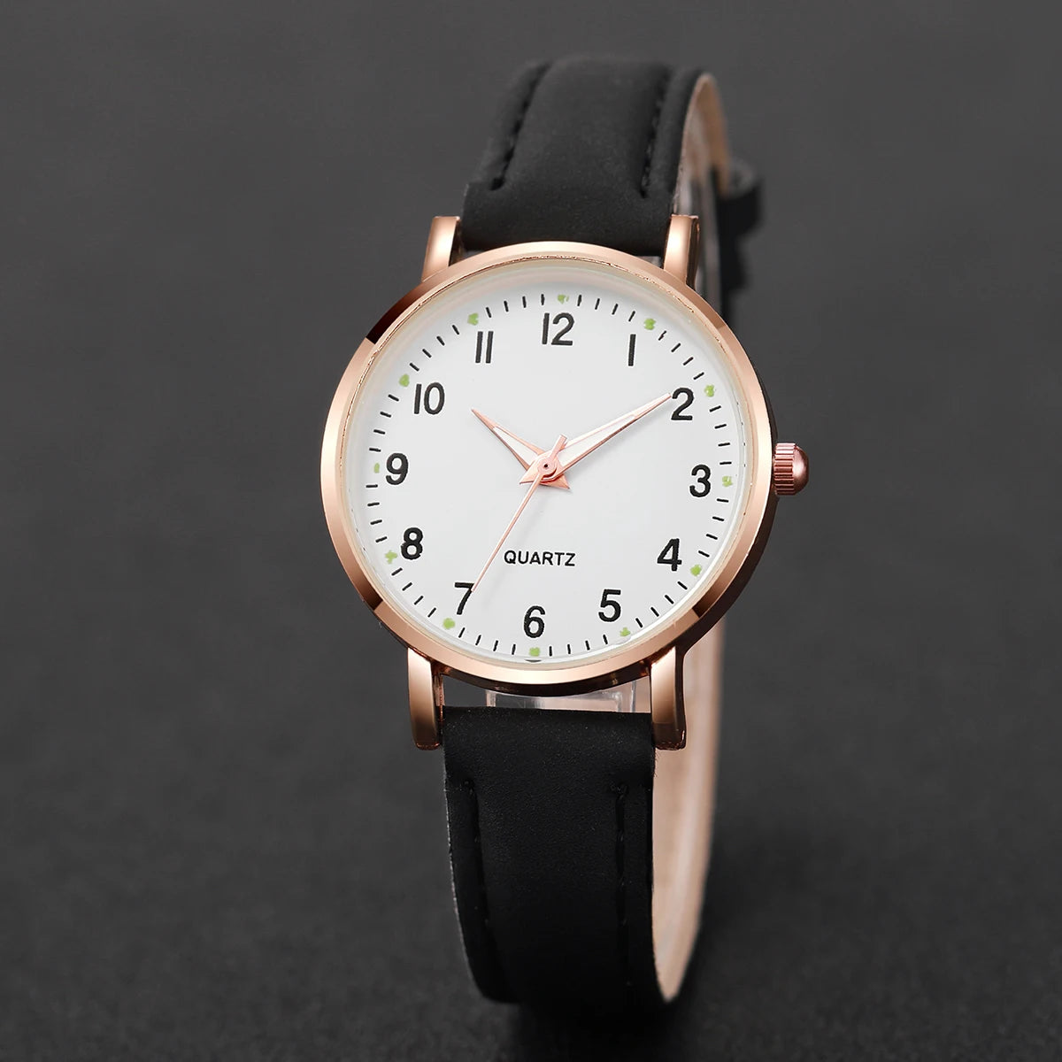Women’s Fashion Quartz Watch Arabic Dial Leather Strap
