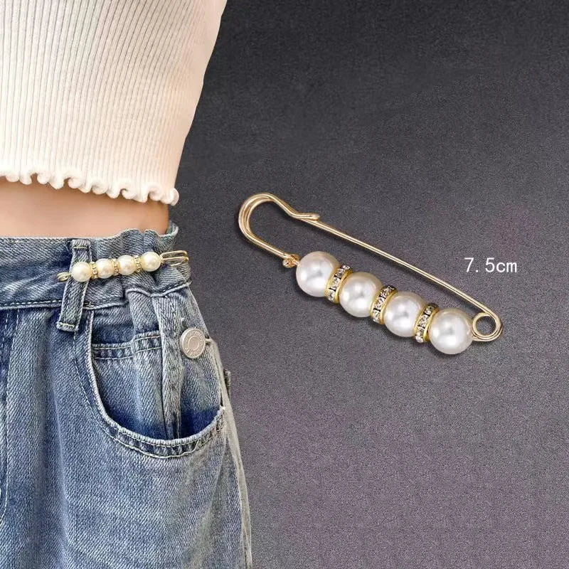 Women’s Pearl Rhinestone Brooch – Cute Skirt Waist Pin