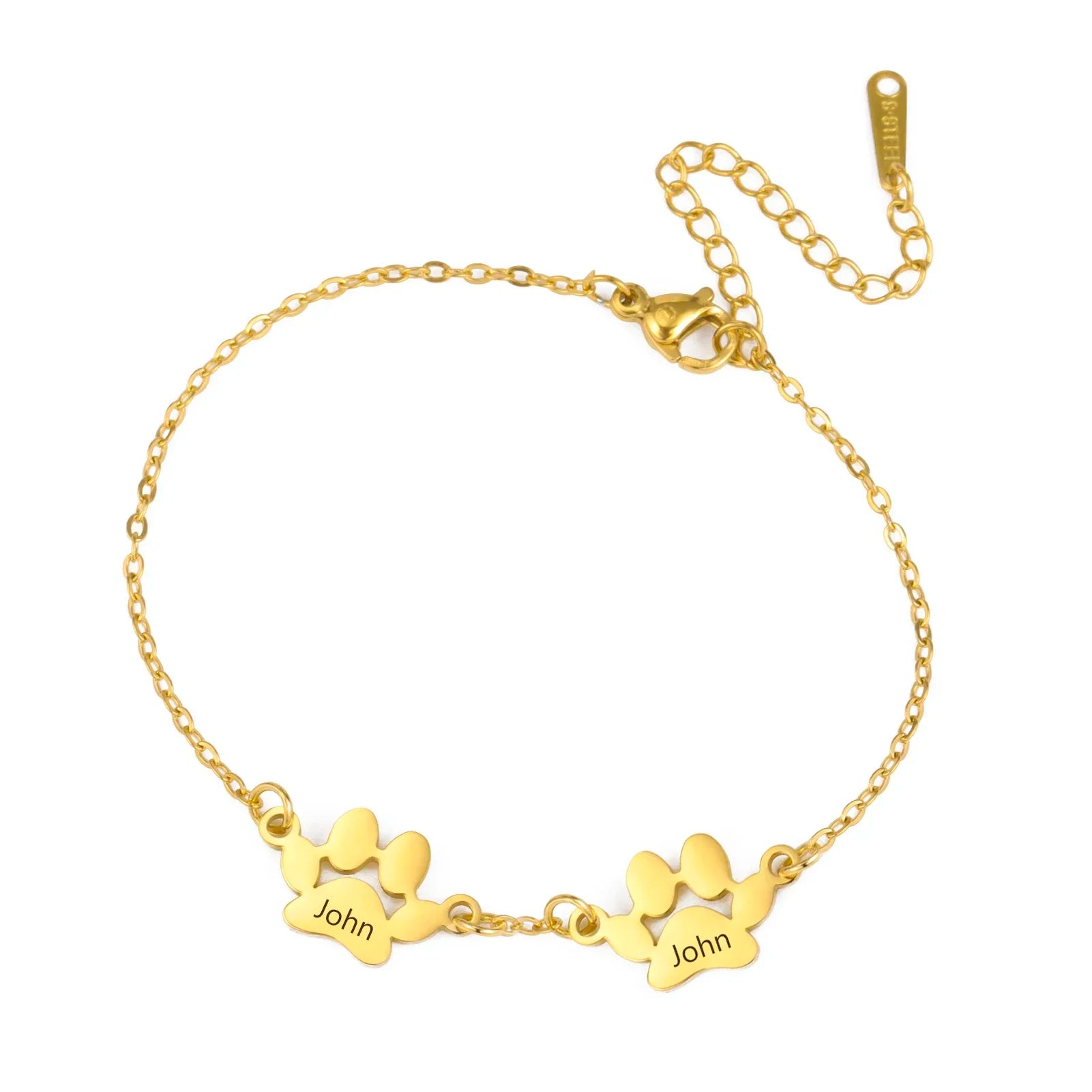 Trendy Stainless Steel Paw Bracelet – Custom Name Gift