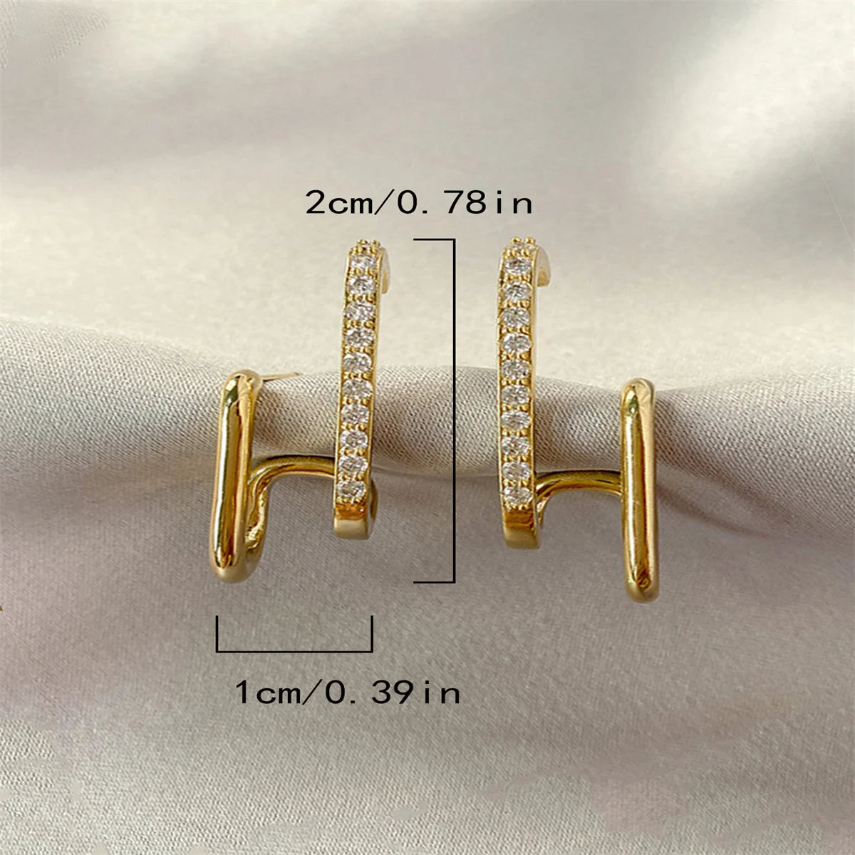 Irregular U-Shaped Gold Earrings for Women –  Luxury Crystal, Wedding And Party Jewelry