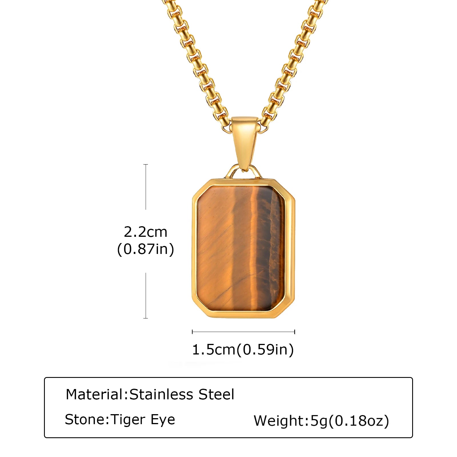 Men’s Hip Hop Stainless Steel Pendant Necklace with Natural Stone