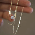 Silver Gold-Plated Zircon Necklace – Elegant Clavicle Chain for Women, Wedding Jewelry