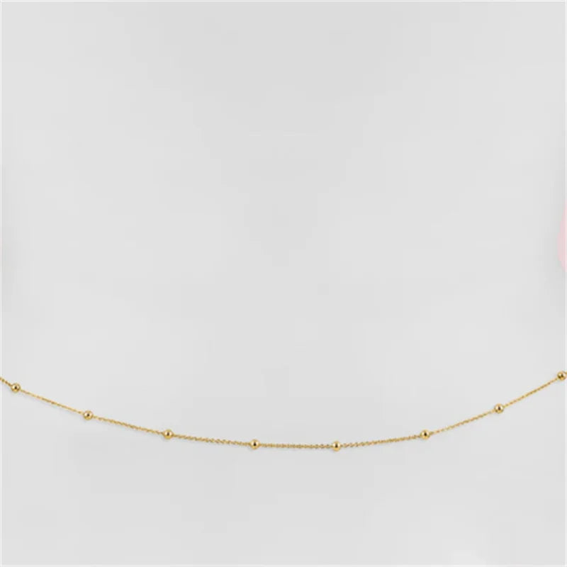Girls Simple Beaded Belly Chain – Antique Gold Waist Jewelry for Women, Beach & Bikini Accessory
