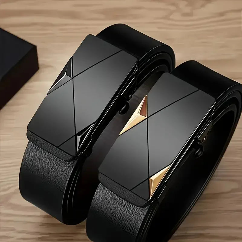 Stylish Men’s PU Leather Belt – Automatic Buckle Fashion Belt for Daily, Work, Party Business