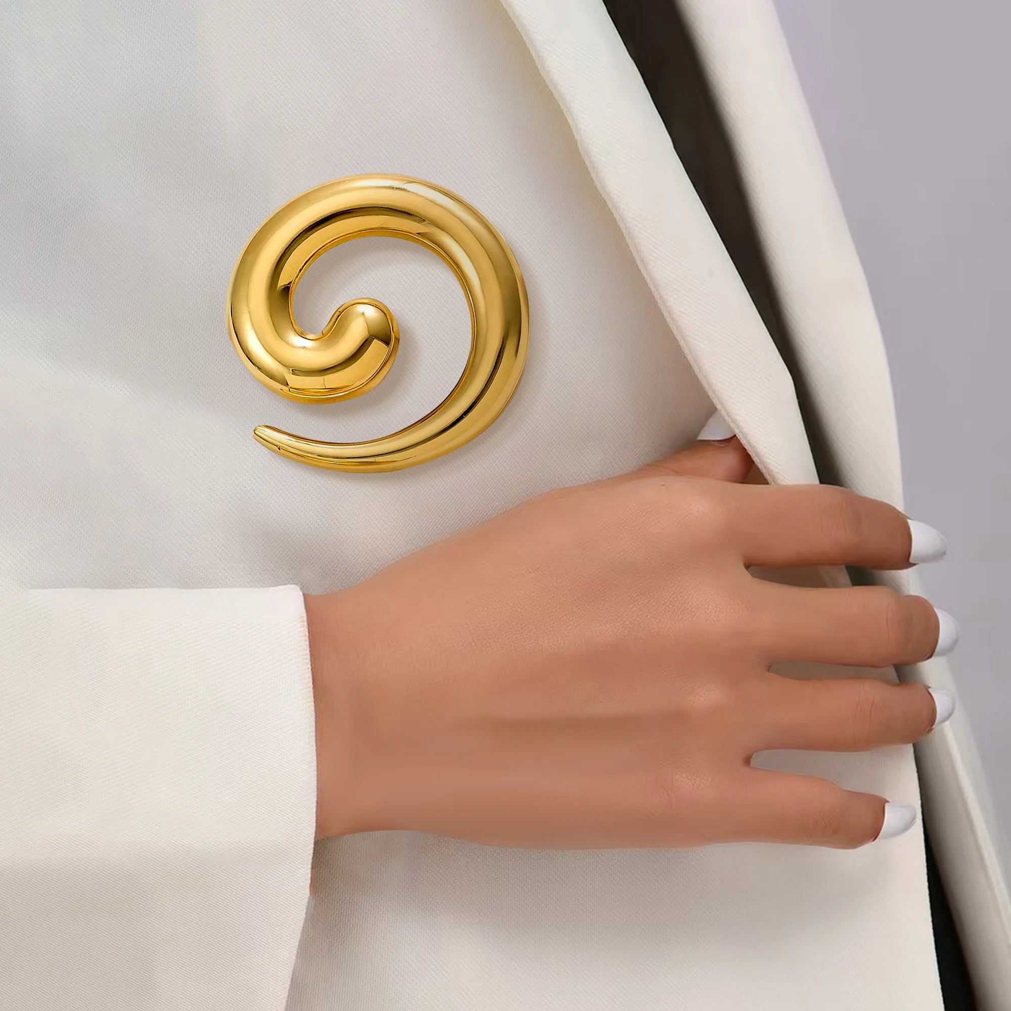 Stainless Steel Irregular Geometric Ring Brooch