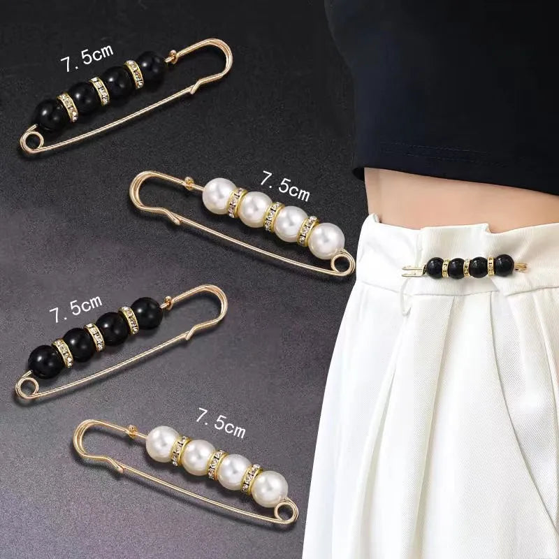 Women’s Pearl Rhinestone Brooch – Cute Skirt Waist Pin