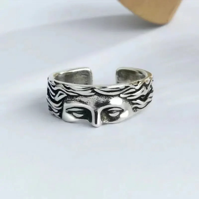 Men’s Vintage Venus Half Mask Adjustable Ring