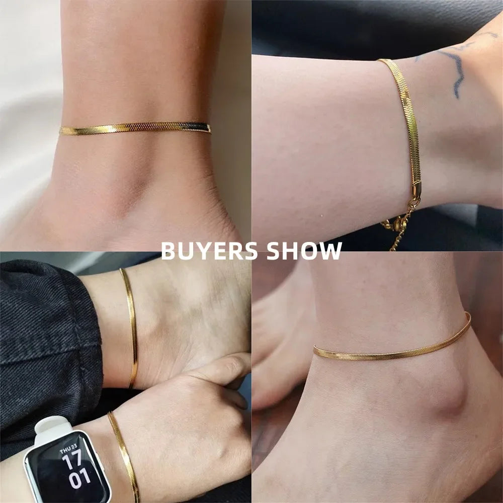 Snake Chain Anklet – 3MM Stainless Steel Adjustable Ankle Chain