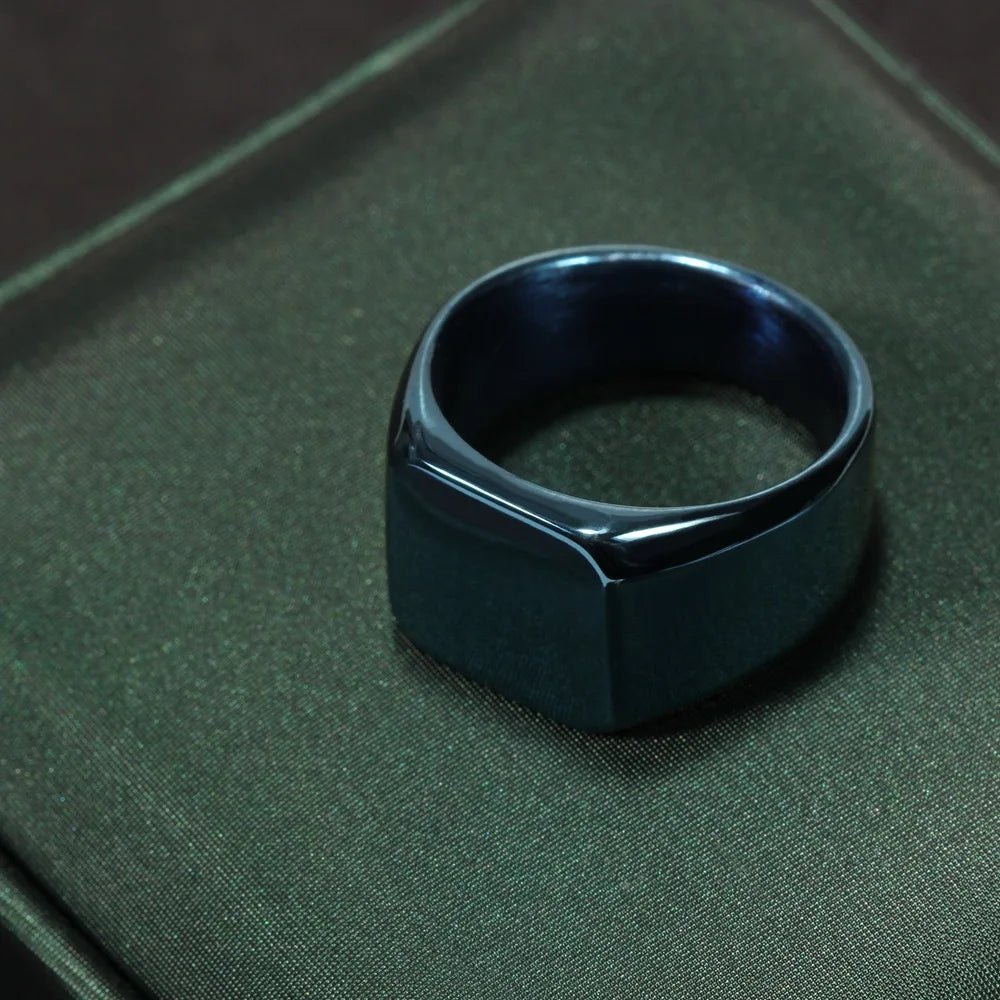 Fashion Men Stainless Steel Square Ring