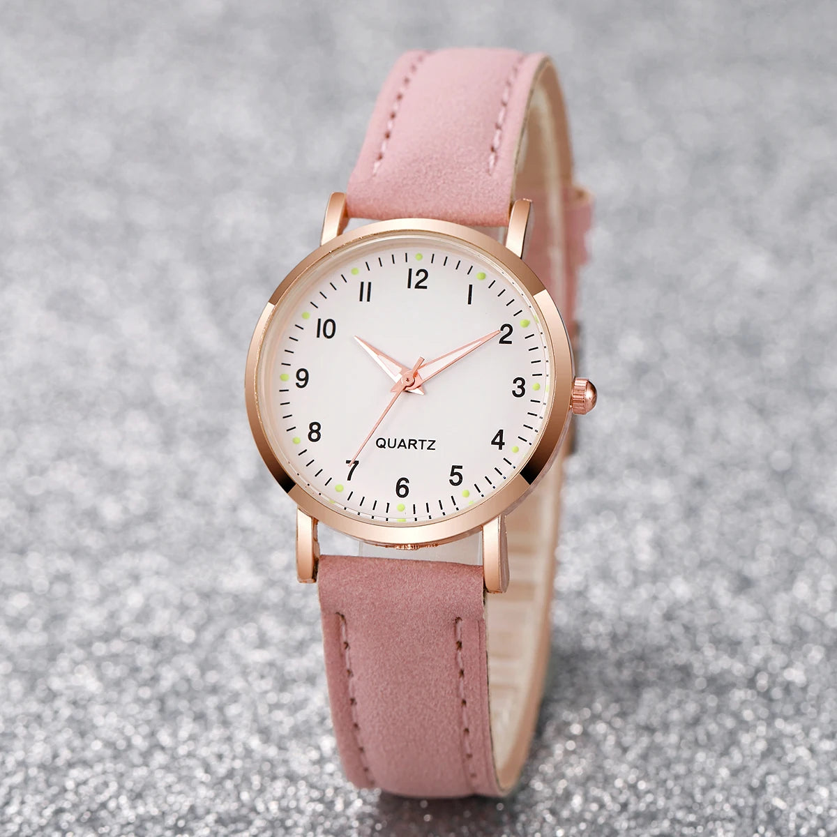 Women’s Fashion Quartz Watch Arabic Dial Leather Strap