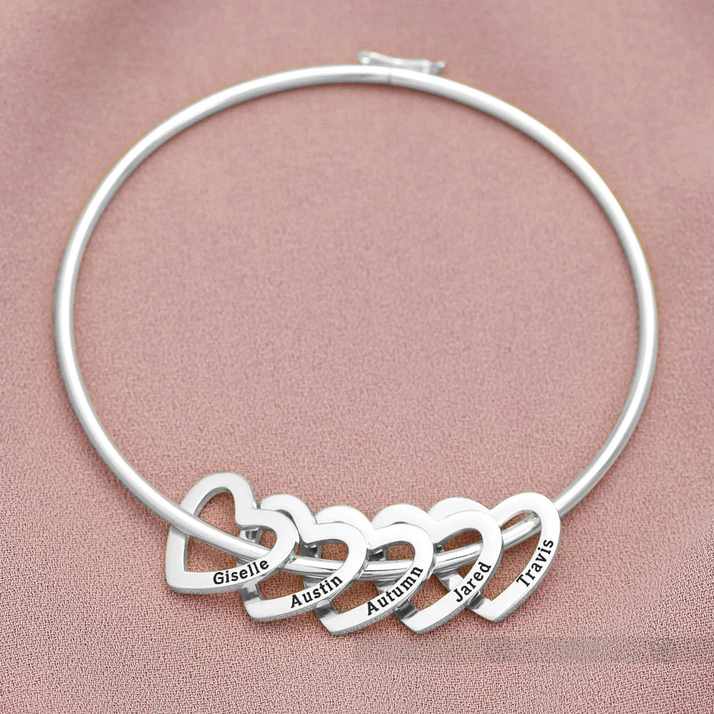 Personalized Heart Charm Bangle