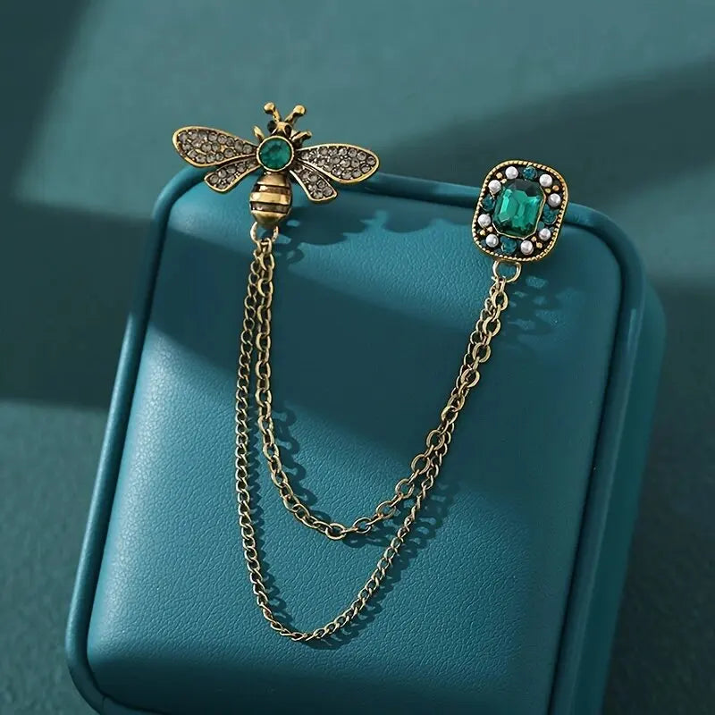 Bee Crystal Tassel Brooch – Luxury Women’s Sweater Pin