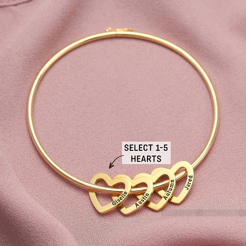 Personalized Heart Charm Bangle