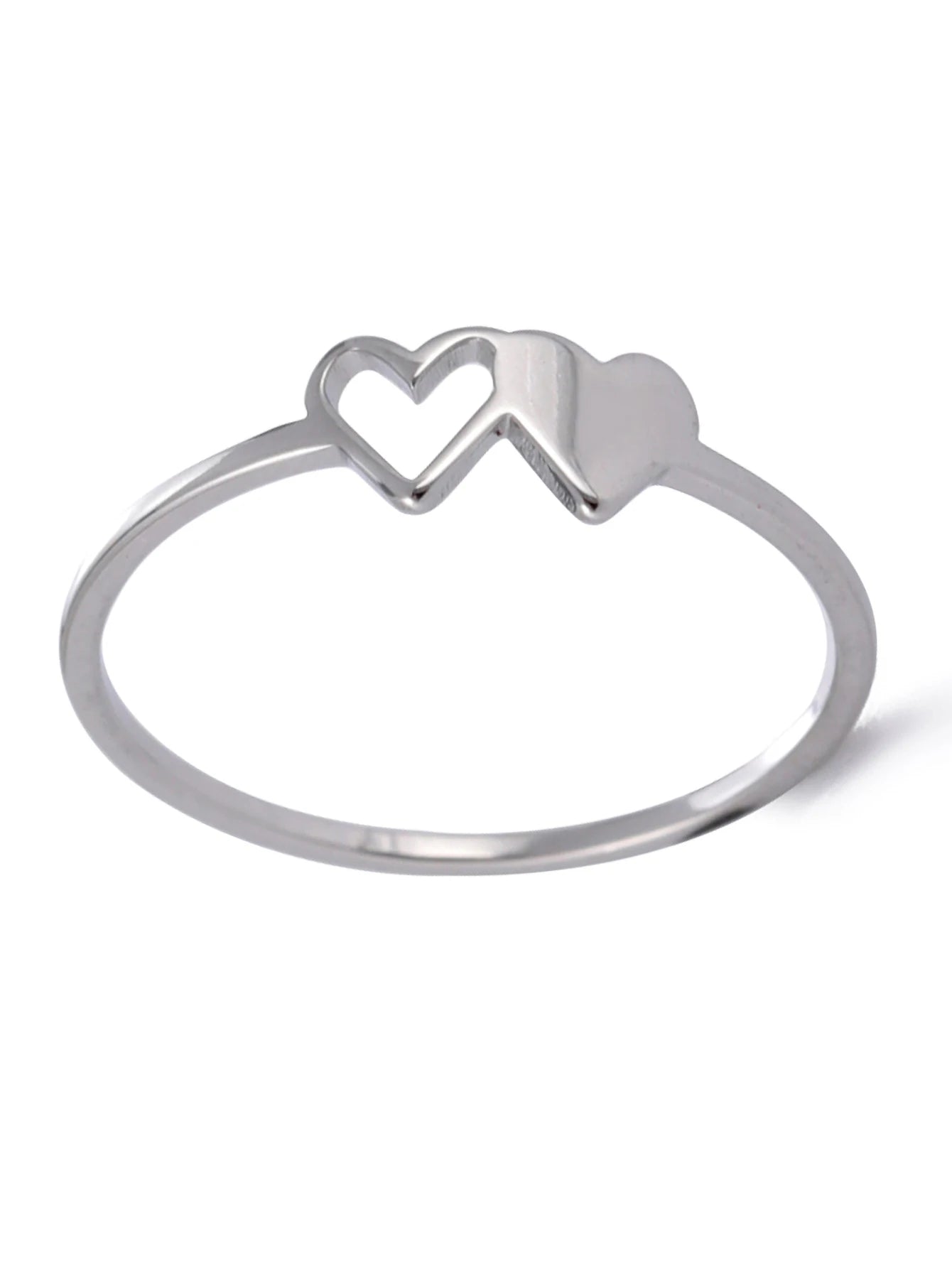 A–Z Initial Letter Double Heart Ring