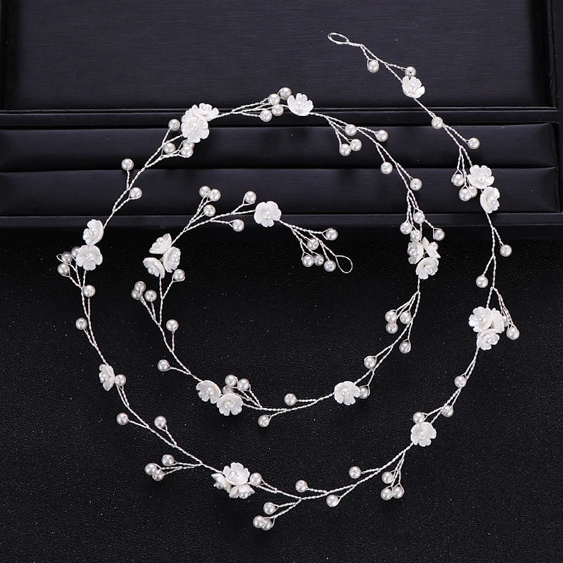 Gold Silver Pearl Floral Hair Band