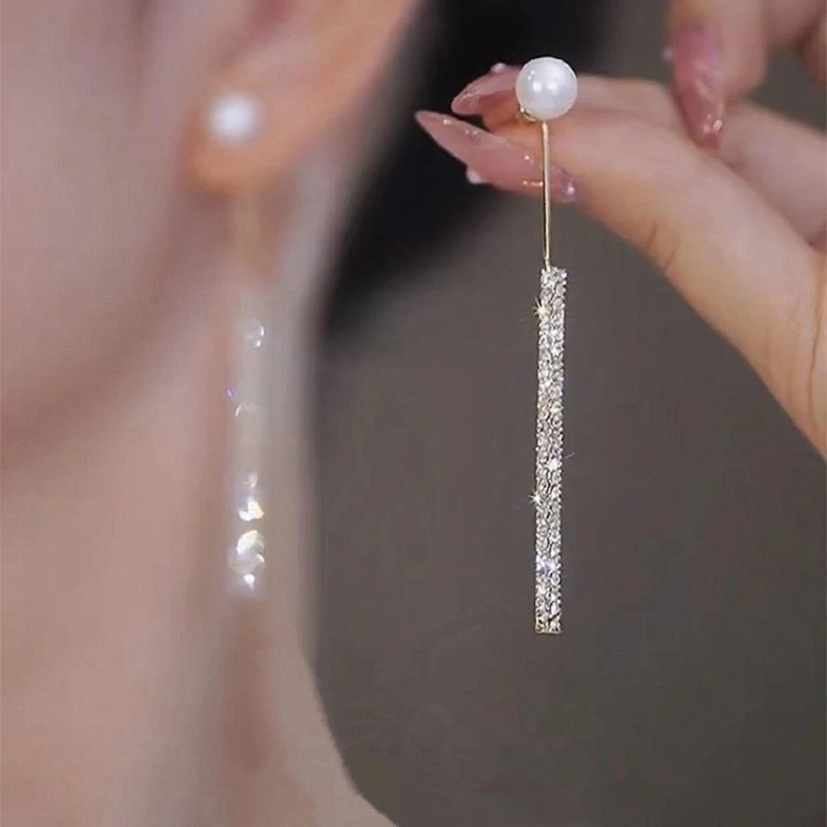 Elegant Bow Pearl Diamond Earrings