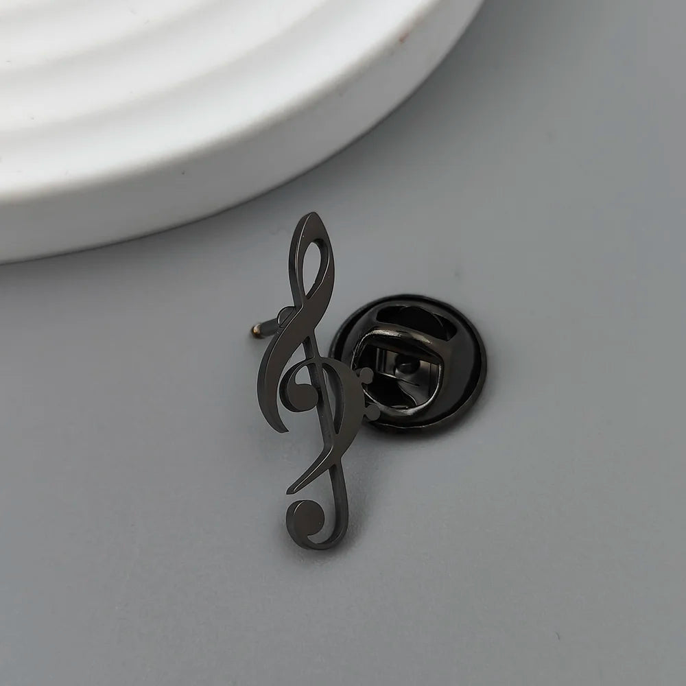 Music Note Stainless Steel Brooch – Lapel Pin for Music Lovers