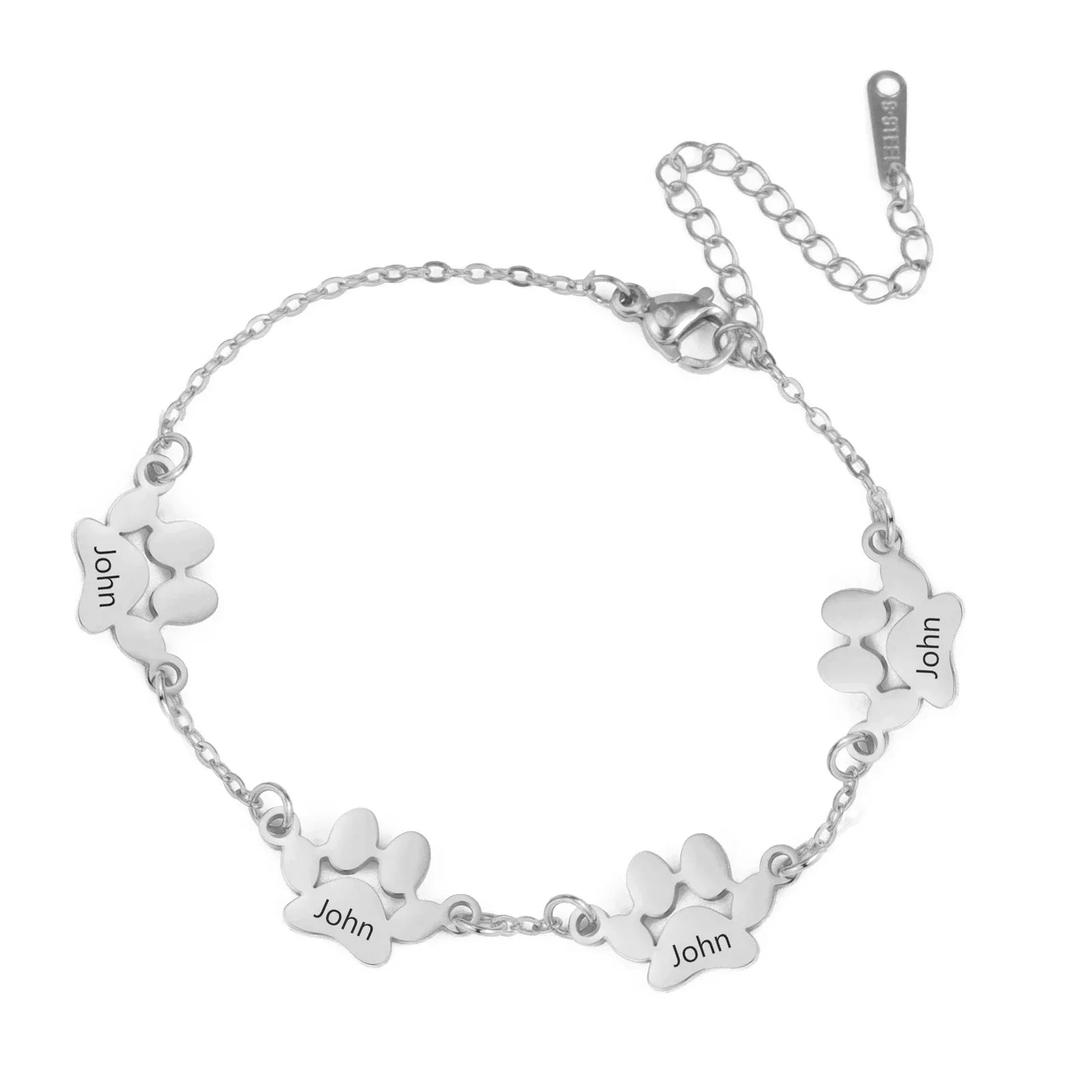 Trendy Stainless Steel Paw Bracelet – Custom Name Gift