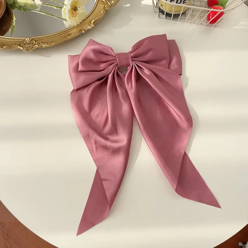 Satin Bow Hair Clips – Big Ribbon Clamp Barrettes for Women And Girls