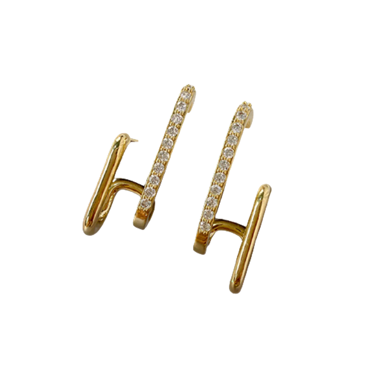 Irregular U-Shaped Gold Earrings for Women –  Luxury Crystal, Wedding And Party Jewelry