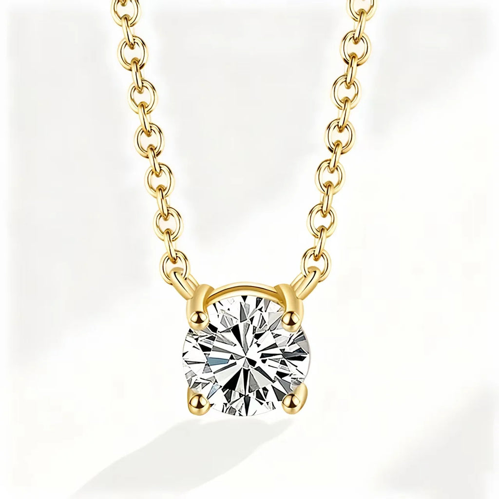 Silver Gold-Plated Zircon Necklace – Elegant Clavicle Chain for Women, Wedding Jewelry