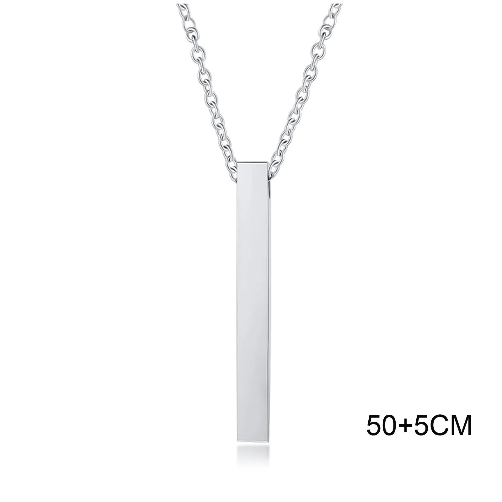 Stainless Steel Vertical Bar Pendant Necklace For Men