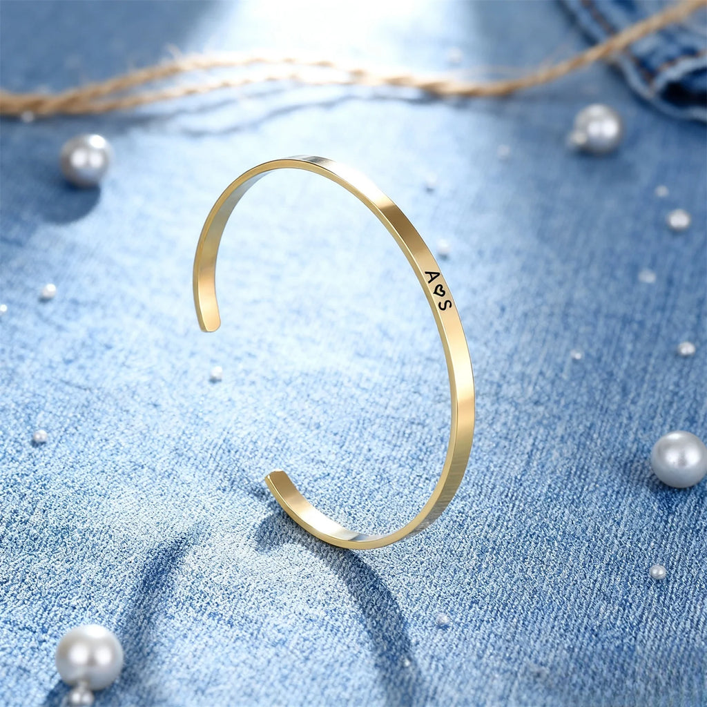Personalized Carved Name Bracelet – Open Fashion Bracelet