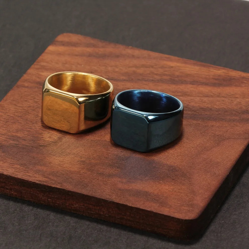 Fashion Men Stainless Steel Square Ring