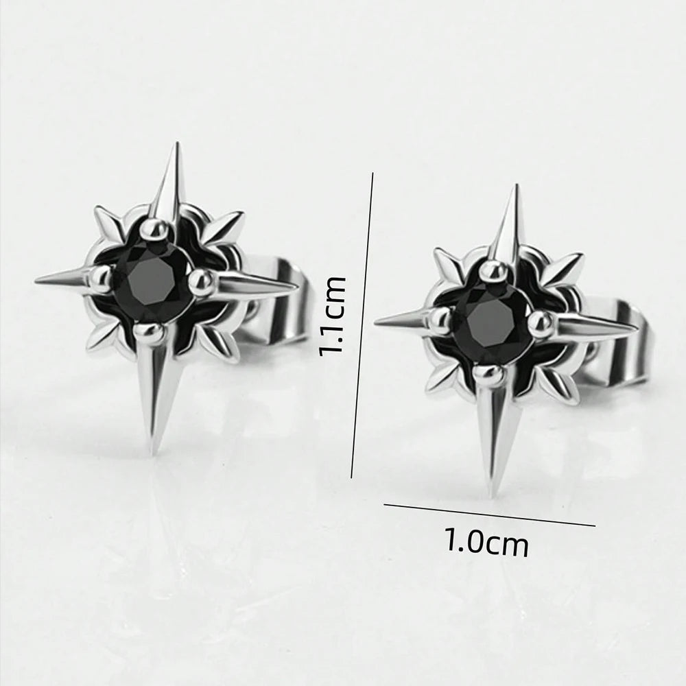 Hip Hop Black Star Stud Earrings – Couple Post Earrings
