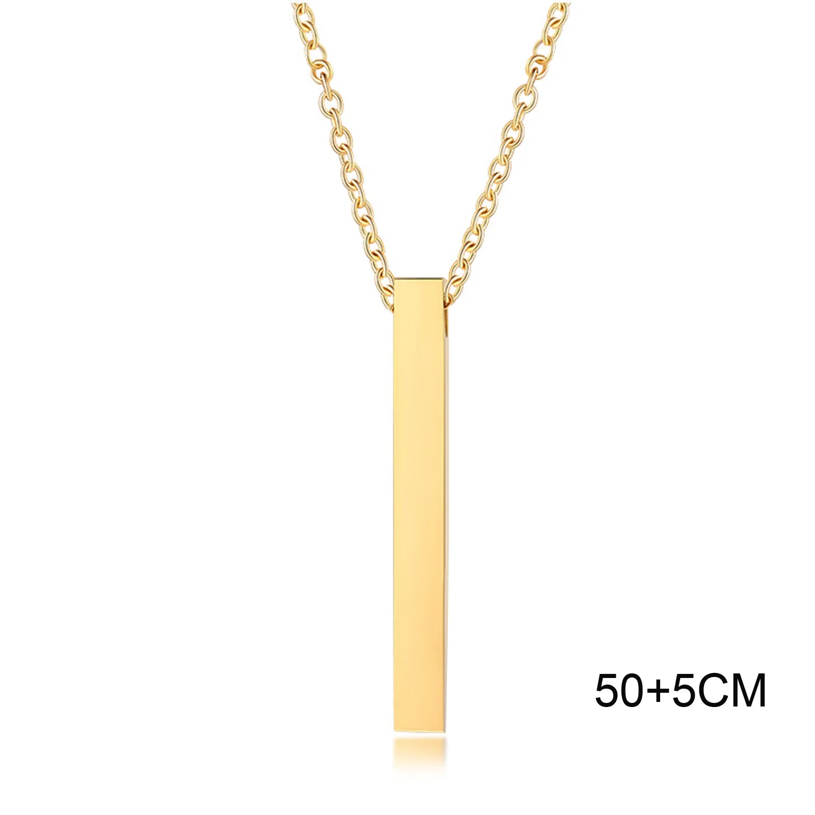 Stainless Steel Vertical Bar Pendant Necklace For Men