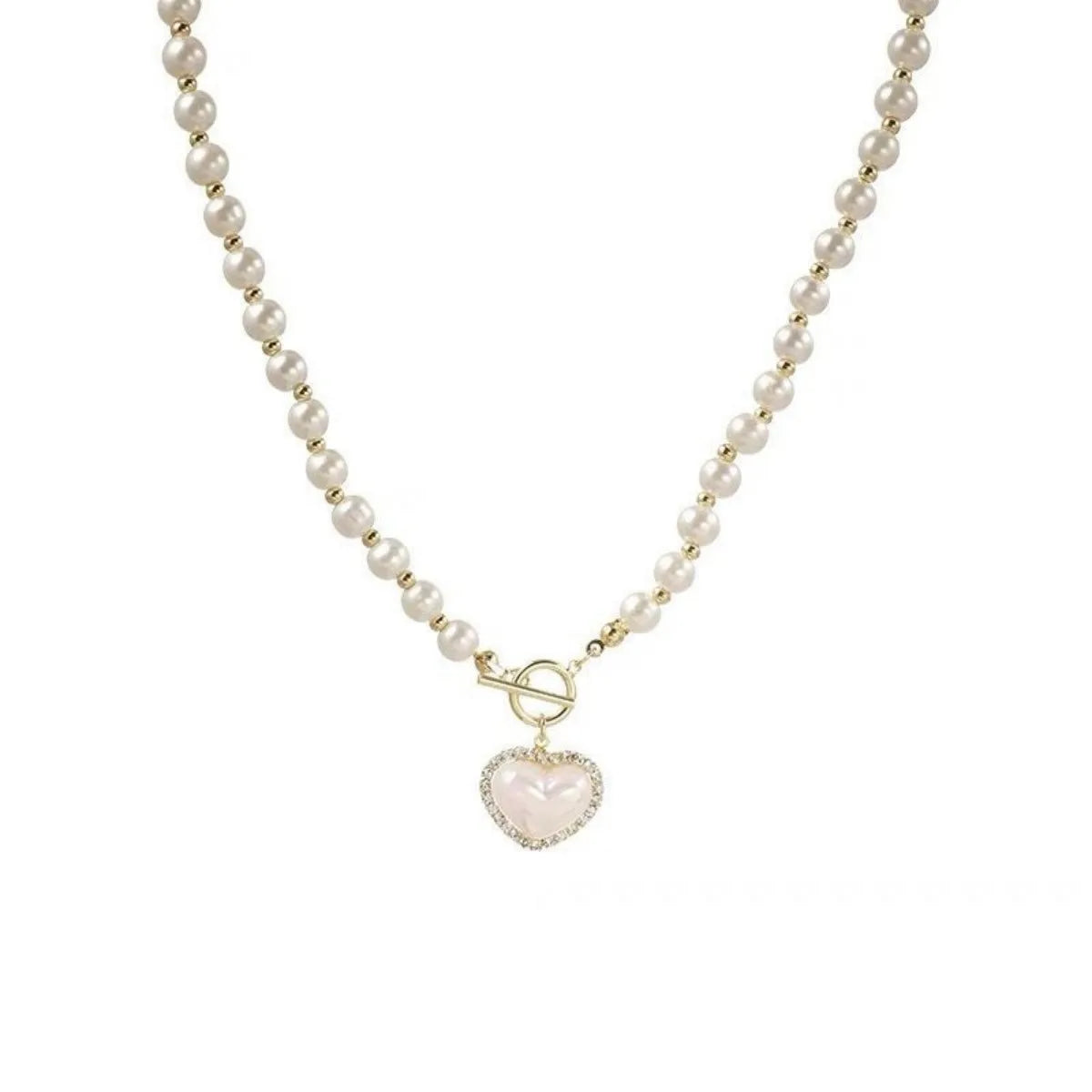 Elegant Pearl Heart Pendant Necklace, Gifts for Women