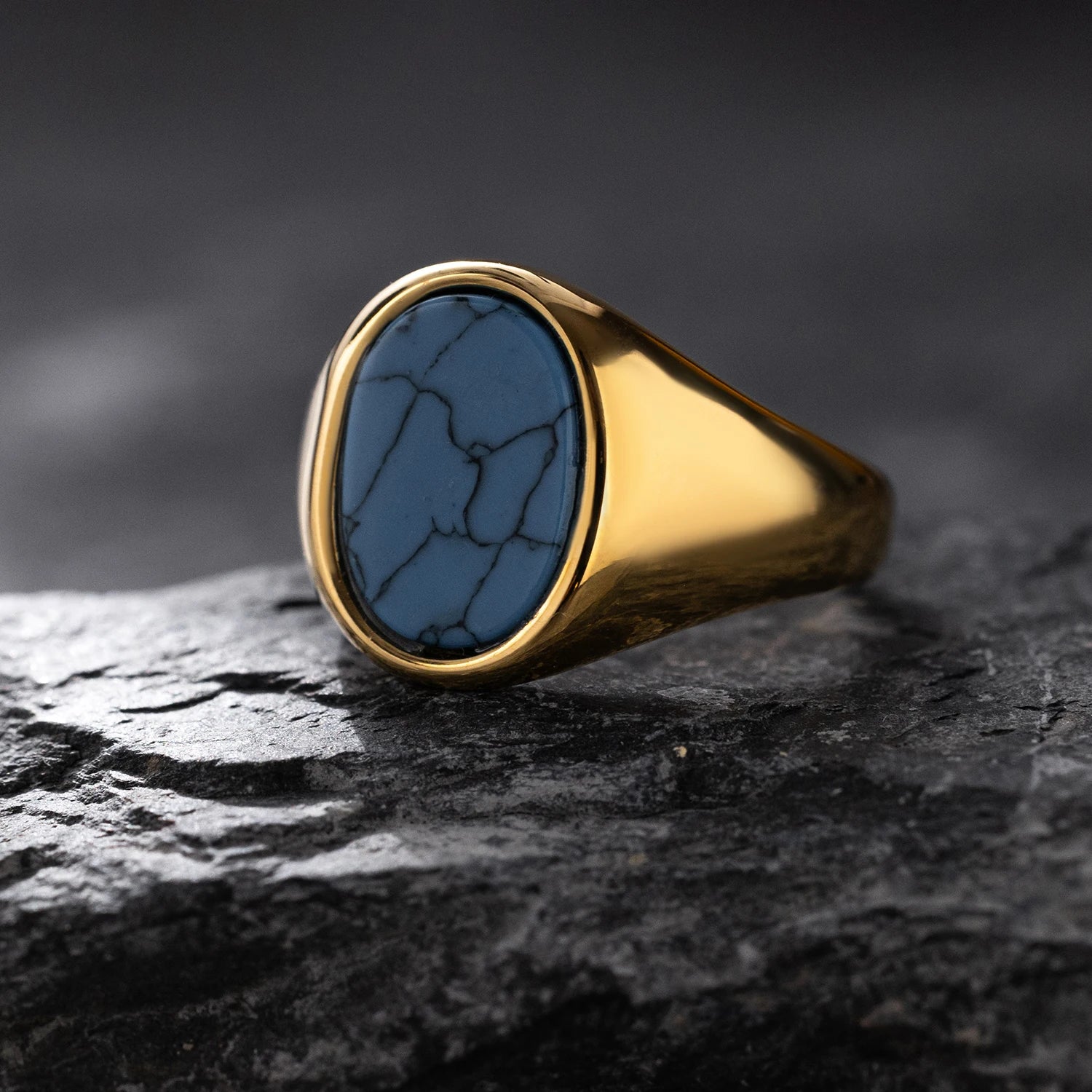 Men’s Luxurious Black Agate Tiger Eye Ring Stainless Steel