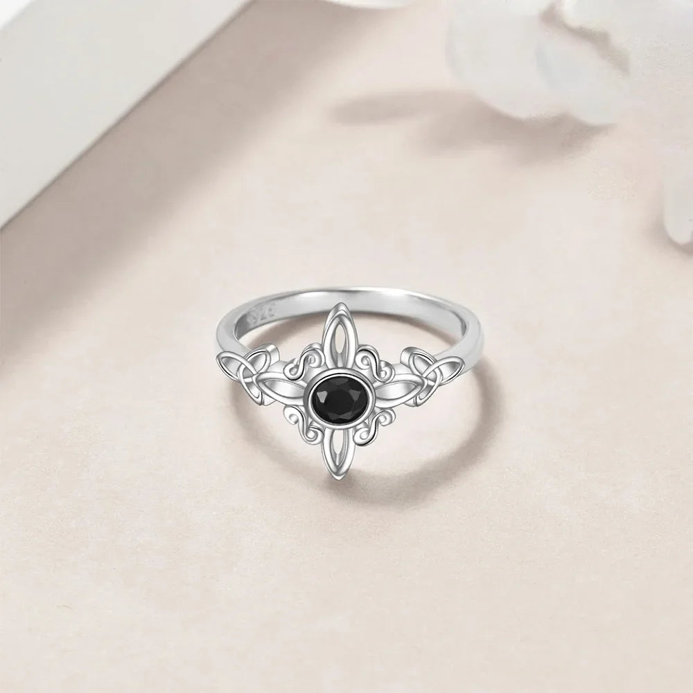 Obsidian Knot Silver Ring