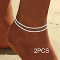 2PCS Silver Anklet Set – Simple Sparkling Ankle for Women