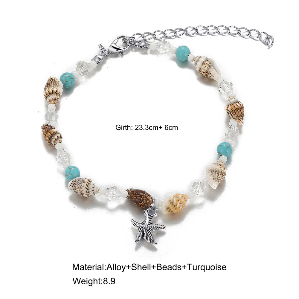 Shell Starfish Anklet – Handmade Summer Beach Jewelry