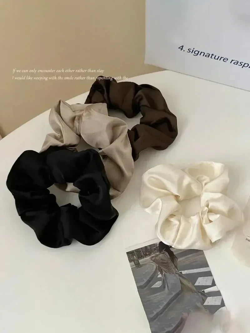 Vintage Silk Hair Scrunchies – 1/3PCS Elastic Hair Bands for women Girls, Solid Color Ponytail Ties