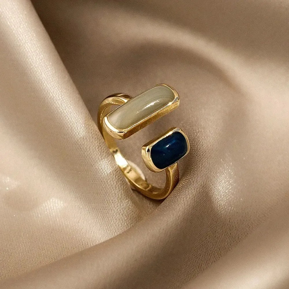 Light Luxury Blue Square Ring for Women