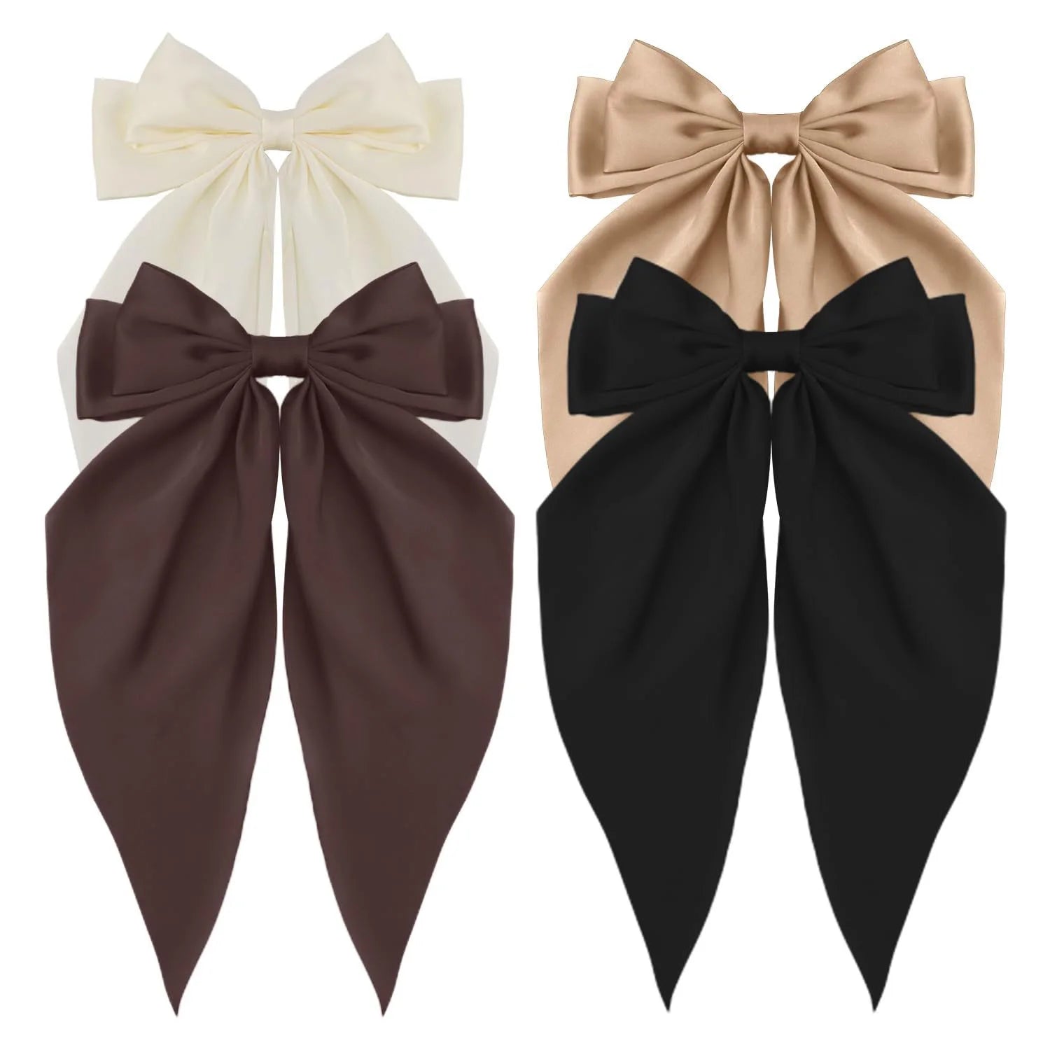 Satin Bow Hair Clips – Big Ribbon Clamp Barrettes for Women And Girls