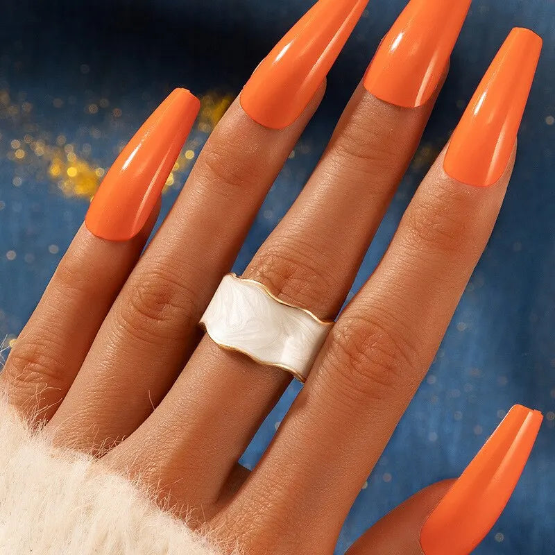 Vintage White Enamel Adjustable Ring – Geometric Open Ring for Women