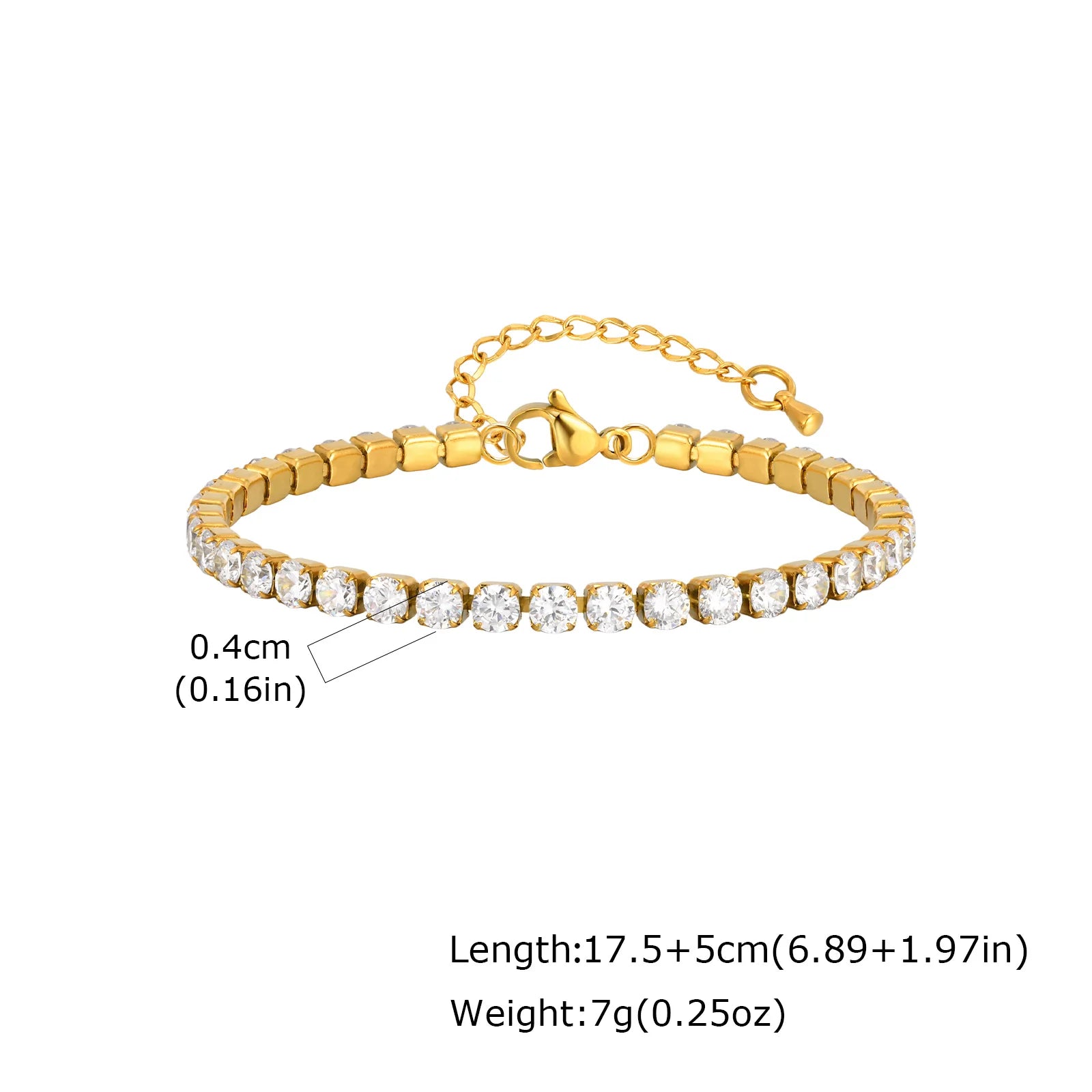 Classic Zircon Bracelet – Stainless Steel, Waterproof Jewelry for Women, Wedding And Party