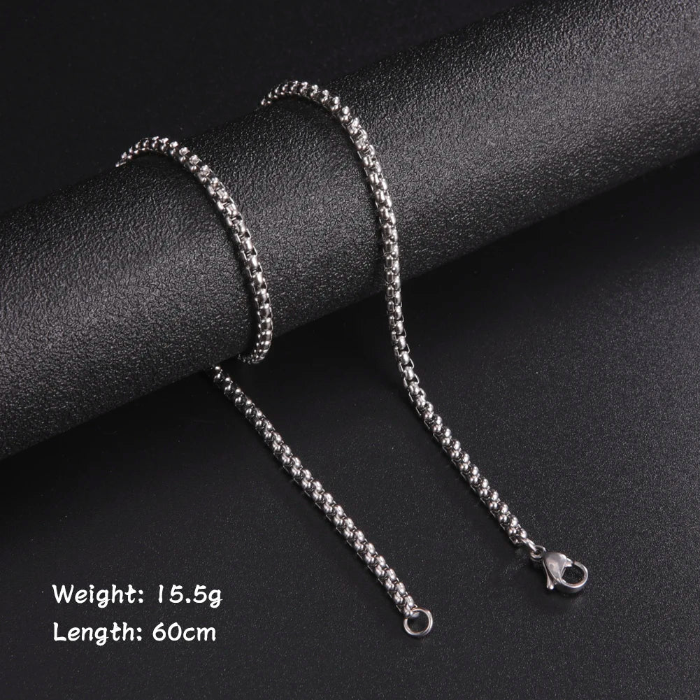 Punk Stainless Steel Box Chain Necklace