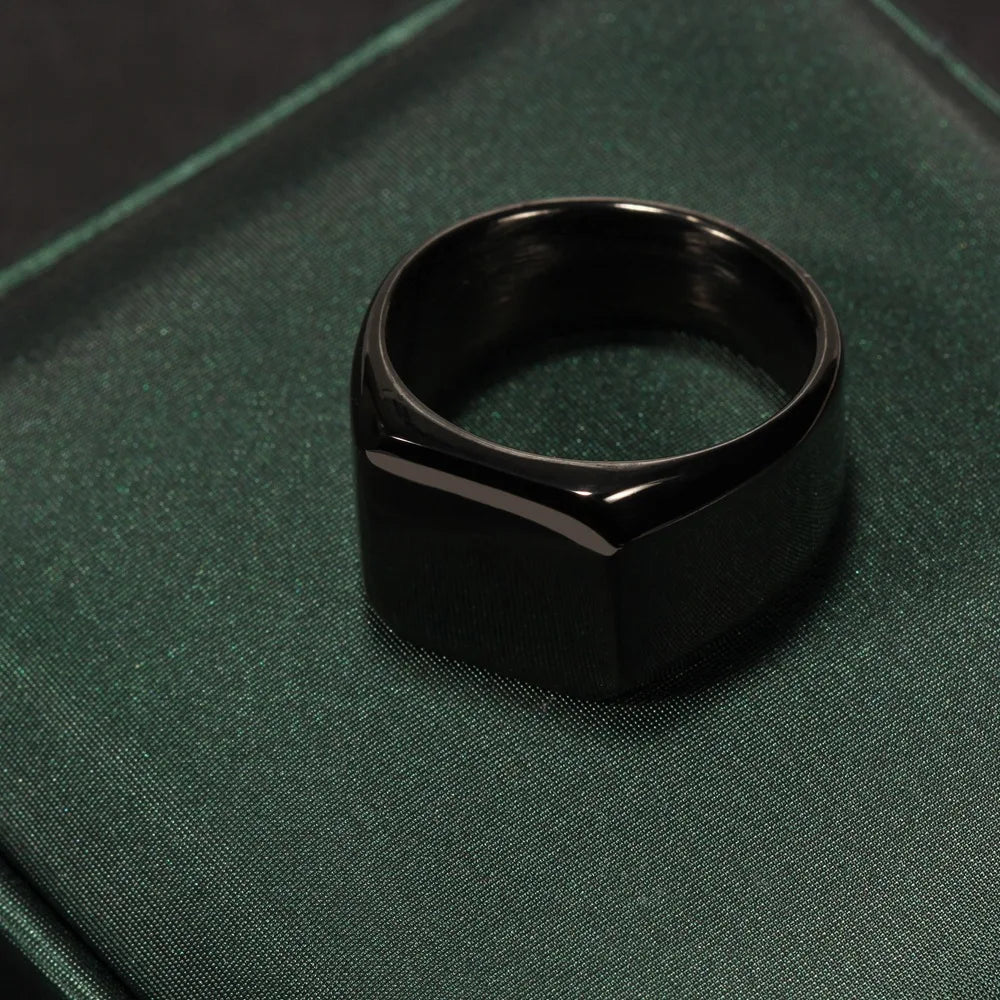 Fashion Men Stainless Steel Square Ring