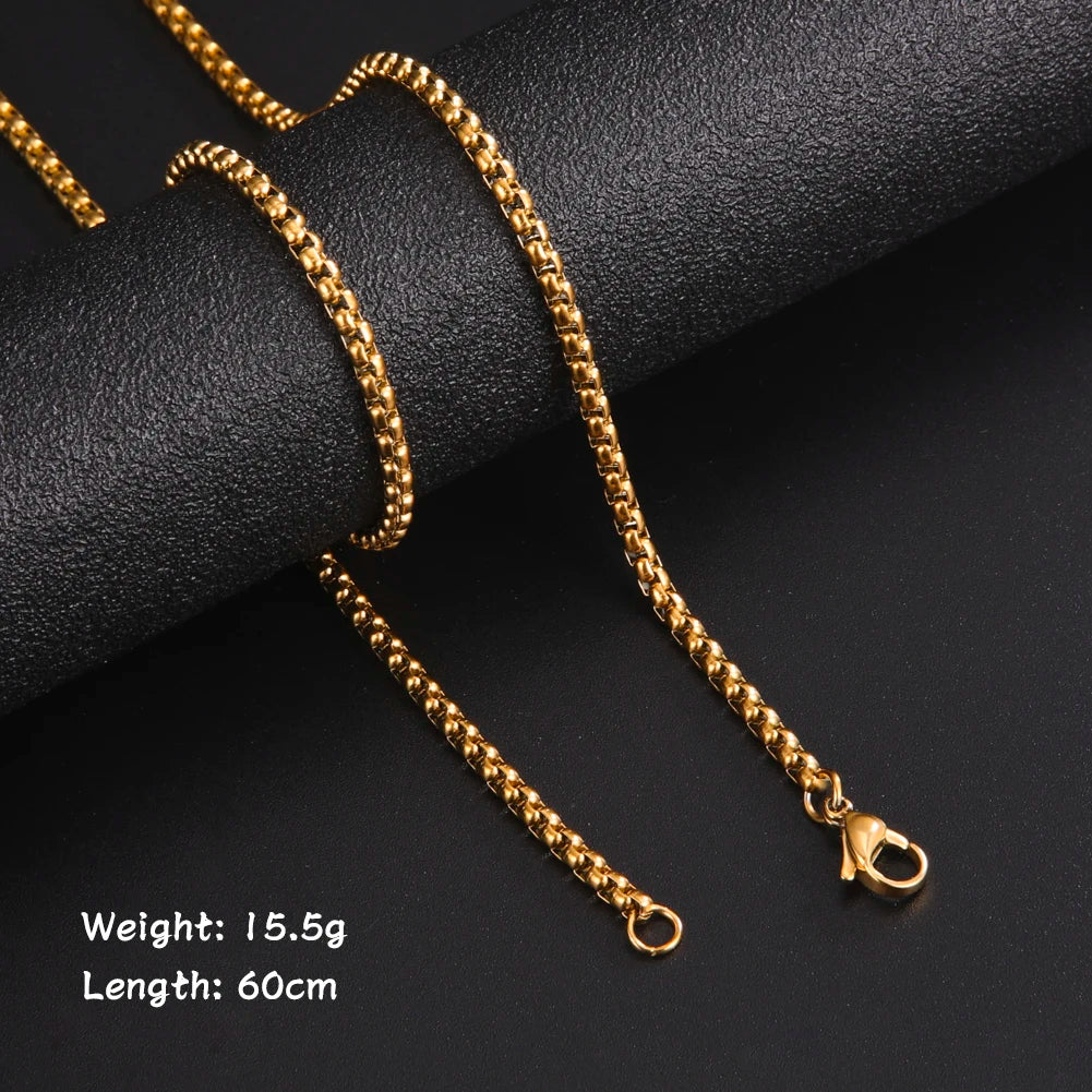 Punk Stainless Steel Box Chain Necklace