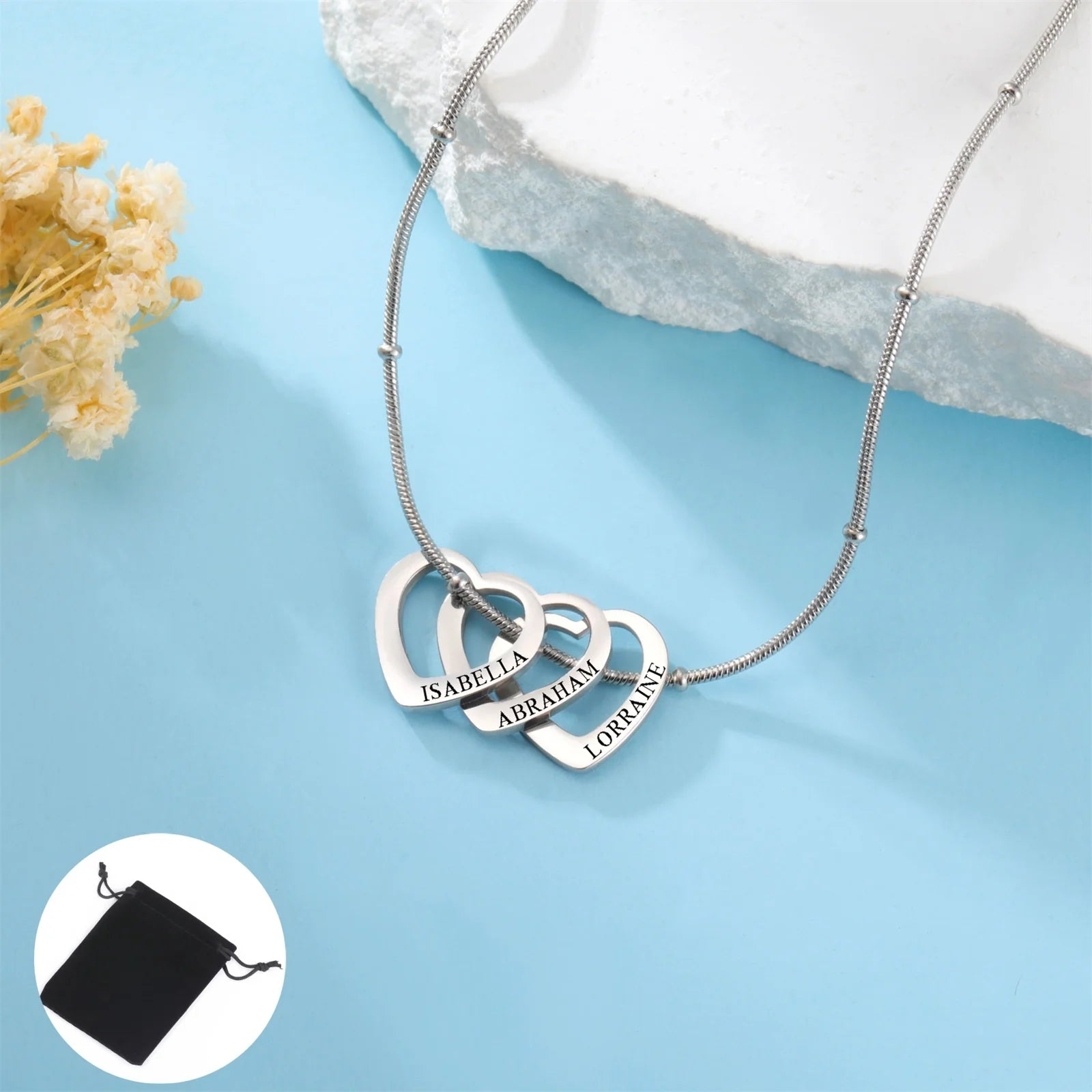 Personalized Name Date Necklace – Stainless Steel Gift for unisex