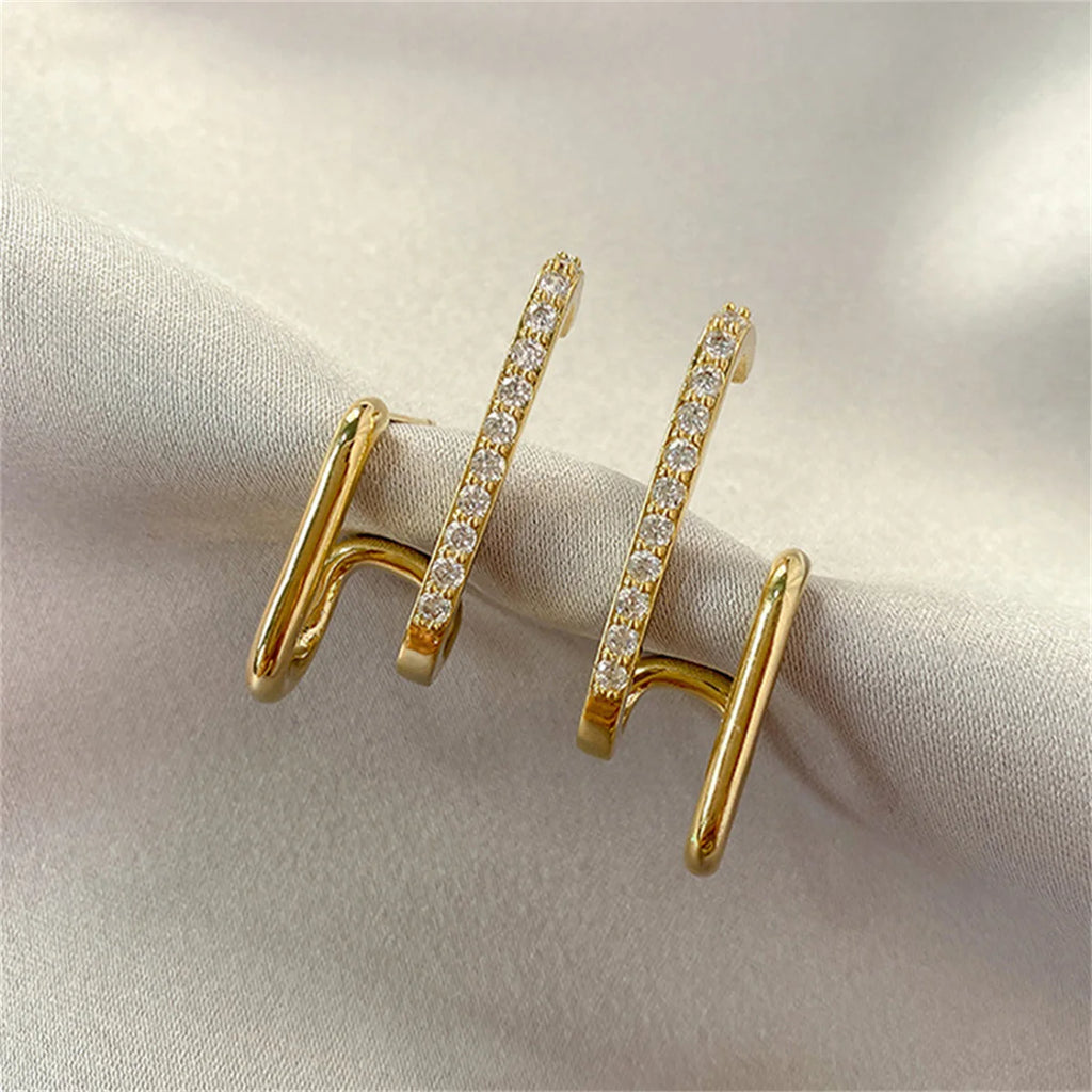 Irregular U-Shaped Gold Earrings for Women –  Luxury Crystal, Wedding And Party Jewelry