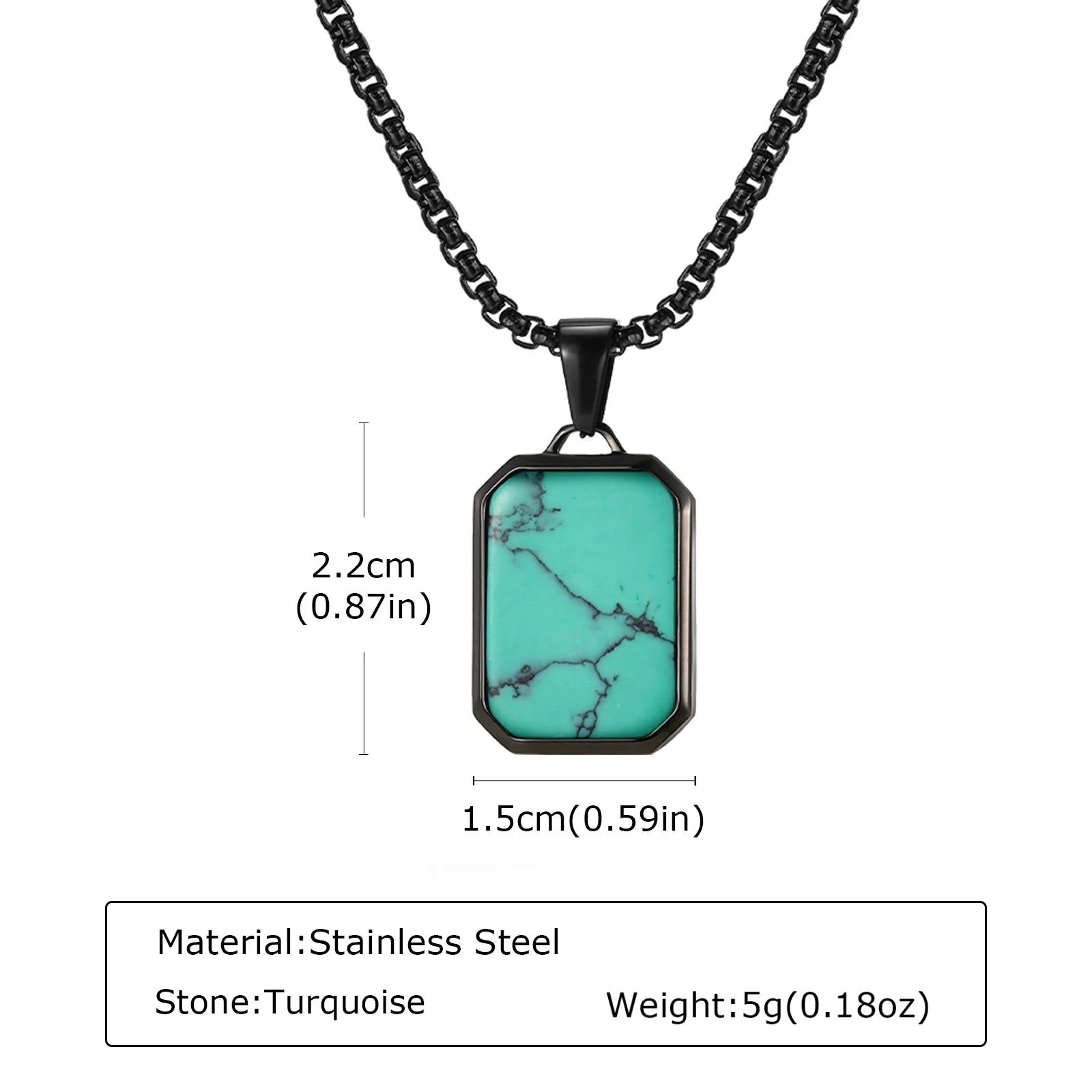Men’s Hip Hop Stainless Steel Pendant Necklace with Natural Stone