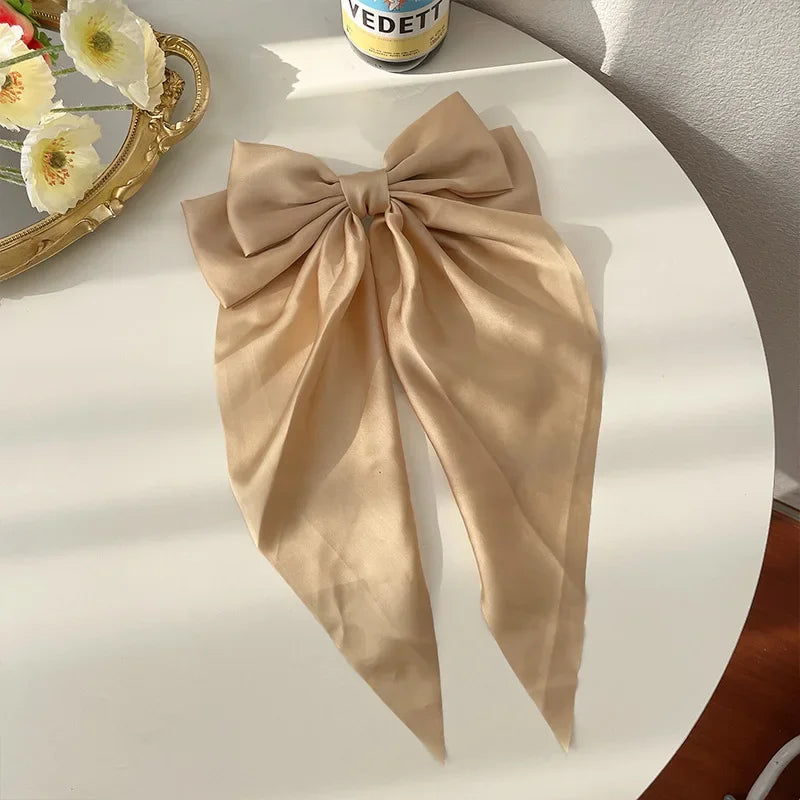 Satin Bow Hair Clips – Big Ribbon Clamp Barrettes for Women And Girls